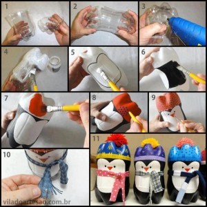 Come fare pinguini con bottiglie di plastica 