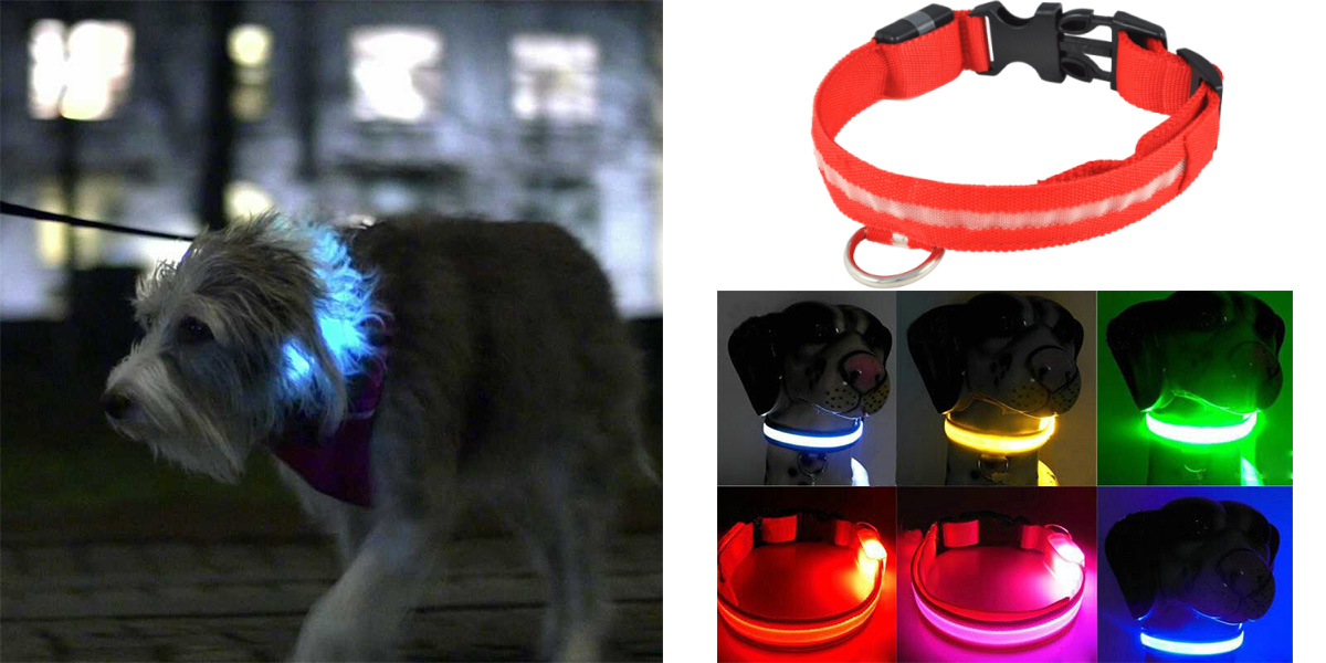 aikesi collana cane luci di sicurezza per la notte una assortimento di forme luce collana di animali integrato S verde 